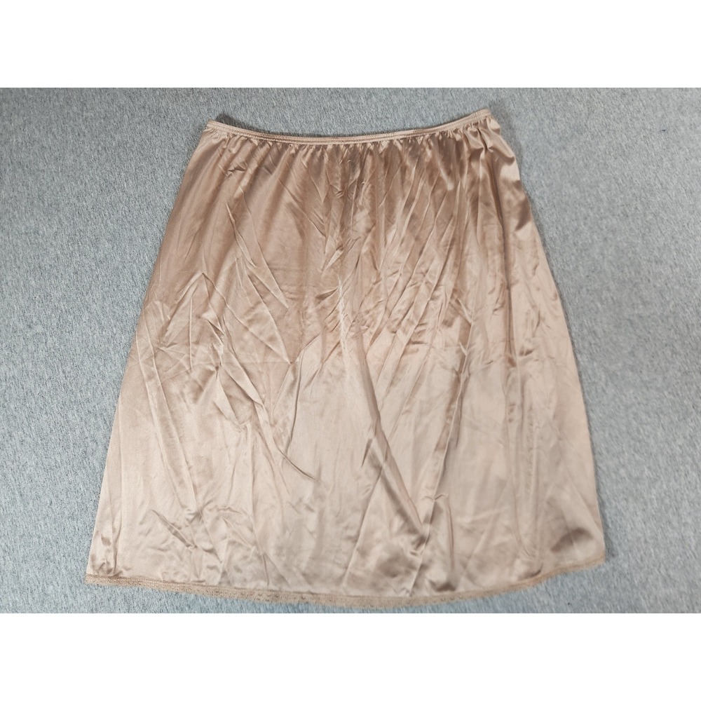 Vassarette Half Slip skirt Women 2XL Beige Excellent Lace Trim Silky Nylon 11822